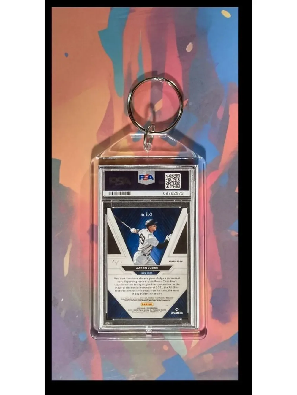 3052 Aaron Judge 2022 Panini Prizm Gold SuperFractor Custom Keychain